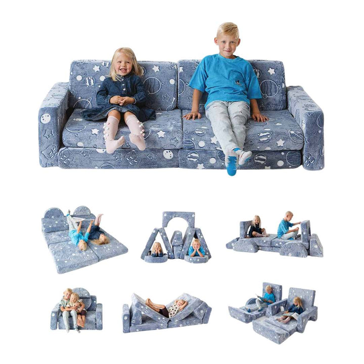 Luminöse Spielcouch-Sofa für Kinder – 10-teiliges Set für Schlaf- und Spielbereich