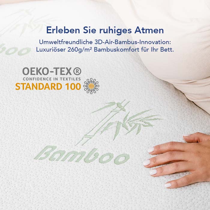 Bambi Bett Luxus Bambus Topper Oder Memory Foam Kissen – Ultraweich,  Atmungsaktiv, Orthopädisch Topper 180x200