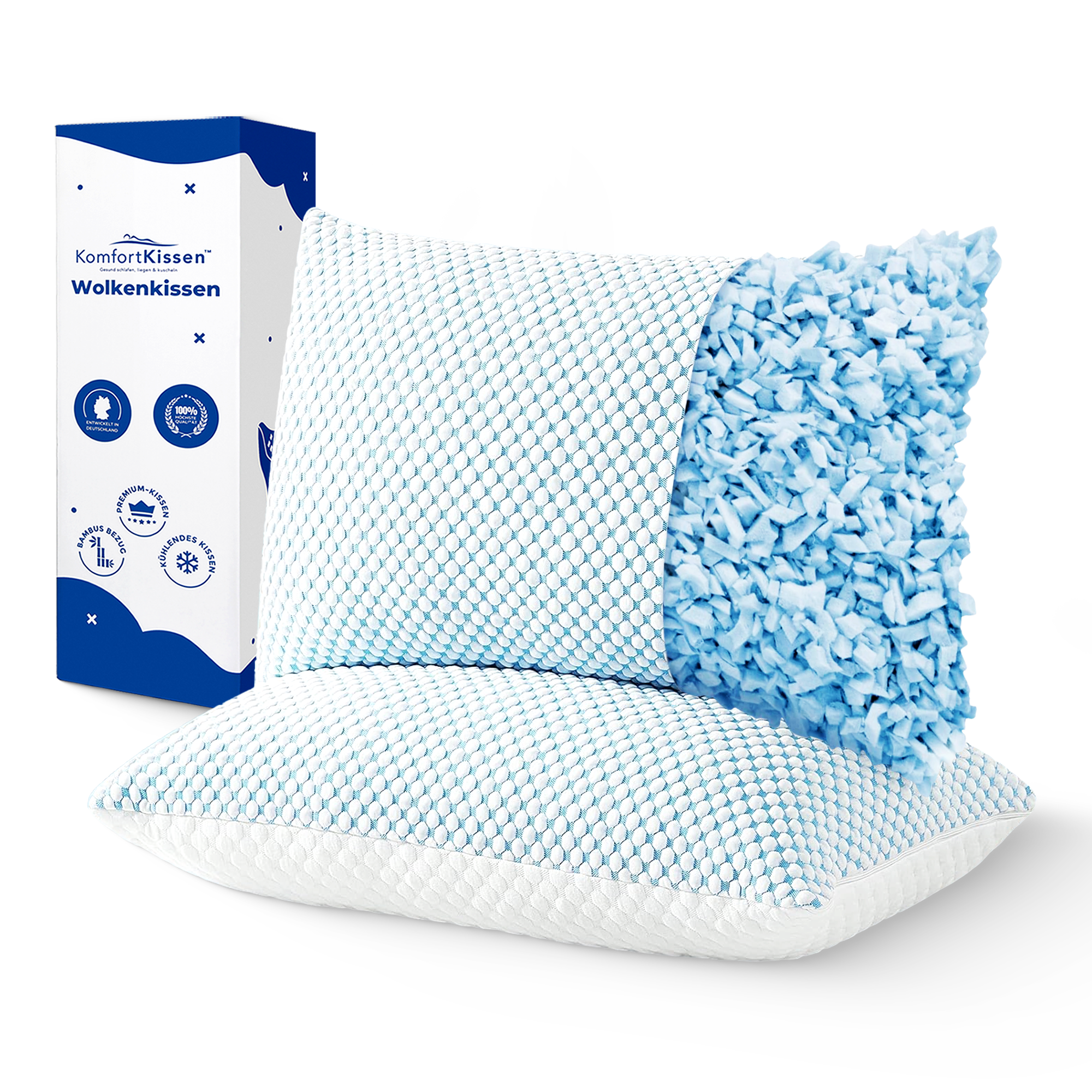 Wolkenkissen - Premium Memory Foam Kissen - Höhenverstellbares